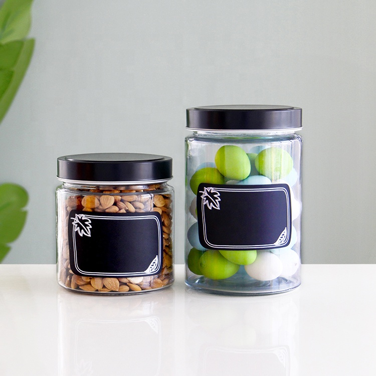 300ml 500ml Round Glass Food Storage Jars With Label Stick