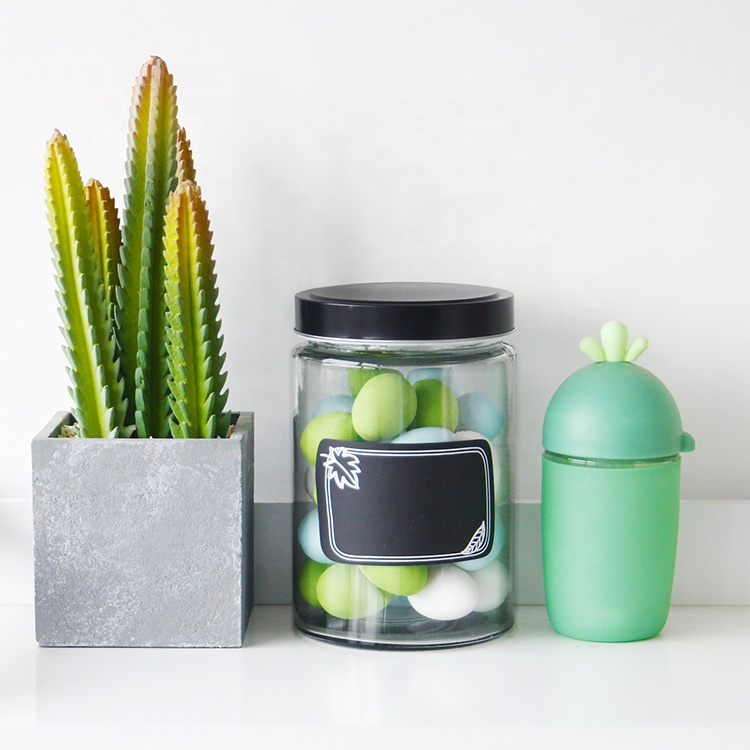 300ml 500ml Round Glass Food Storage Jars With Label Stick