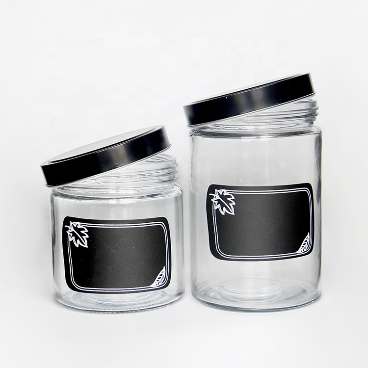 300ml 500ml Round Glass Food Storage Jars With Label Stick