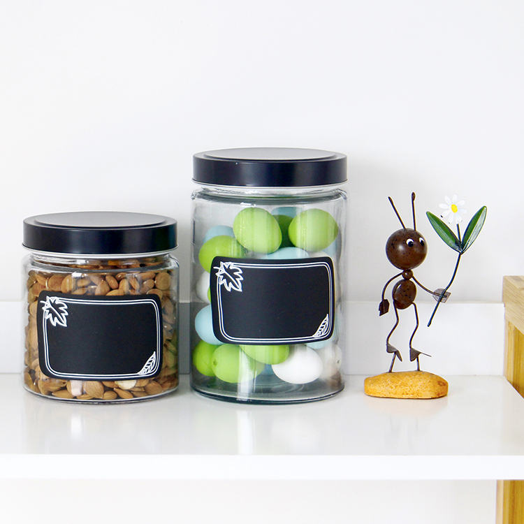 300ml 500ml Round Glass Food Storage Jars With Label Stick
