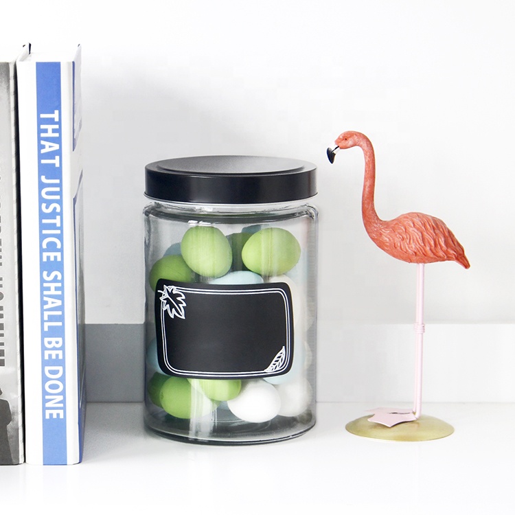 300ml 500ml Round Glass Food Storage Jars With Label Stick
