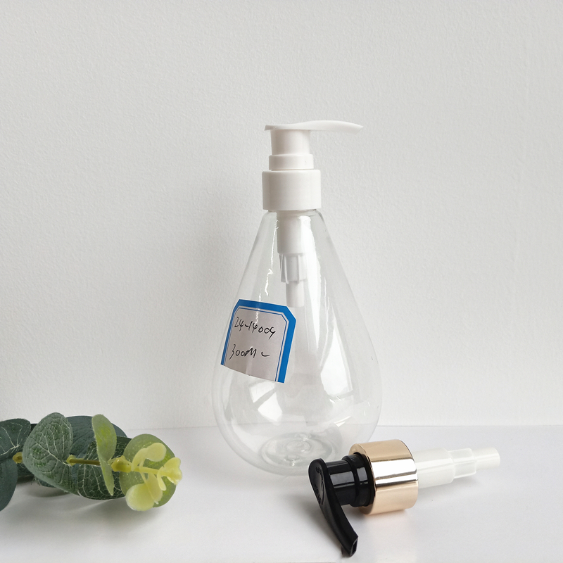 300ml 500ml big transparent PET water drop shape bottle with pump for air freshening spray