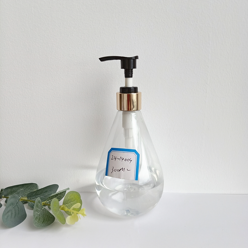 300ml 500ml big transparent PET water drop shape bottle with pump for air freshening spray