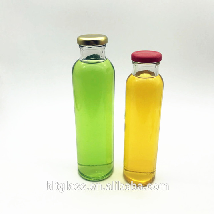 300ml 500ml flint glass juice bottle with 38mm metal lid wholesale