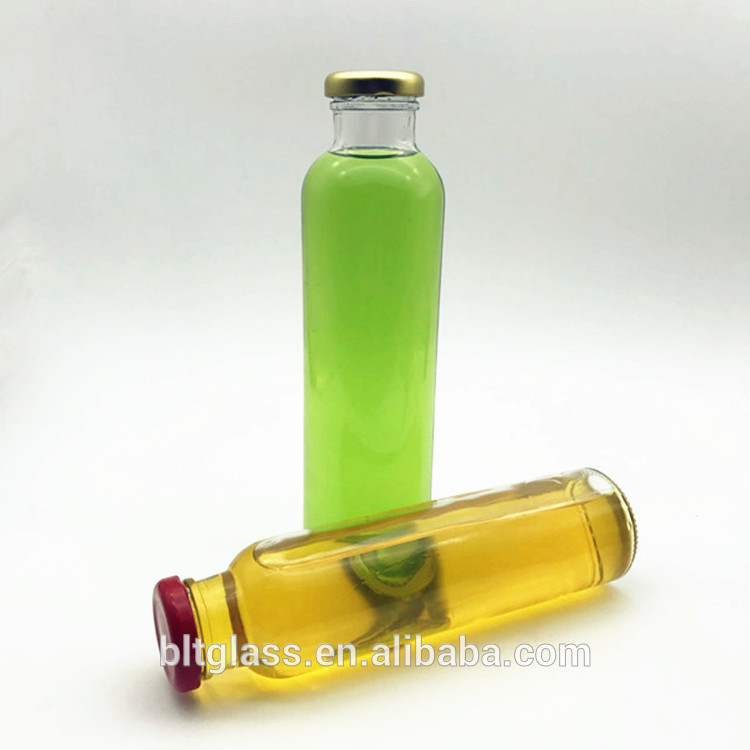 300ml 500ml flint glass juice bottle with 38mm metal lid wholesale