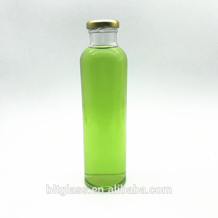 300ml 500ml flint glass juice bottle with 38mm metal lid wholesale