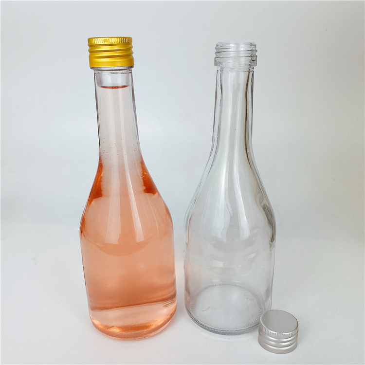 300ml 500ml frosted transparent clear glass empty bottle with lid for green plum sparkling wine mango juice coffee
