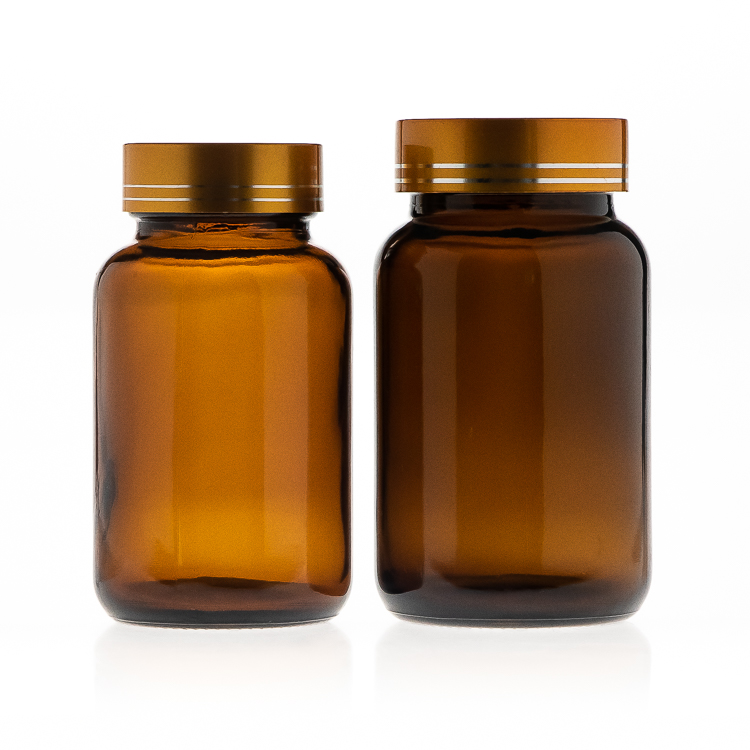 300ml Amber vitamin pill glass bottle with childproof cap