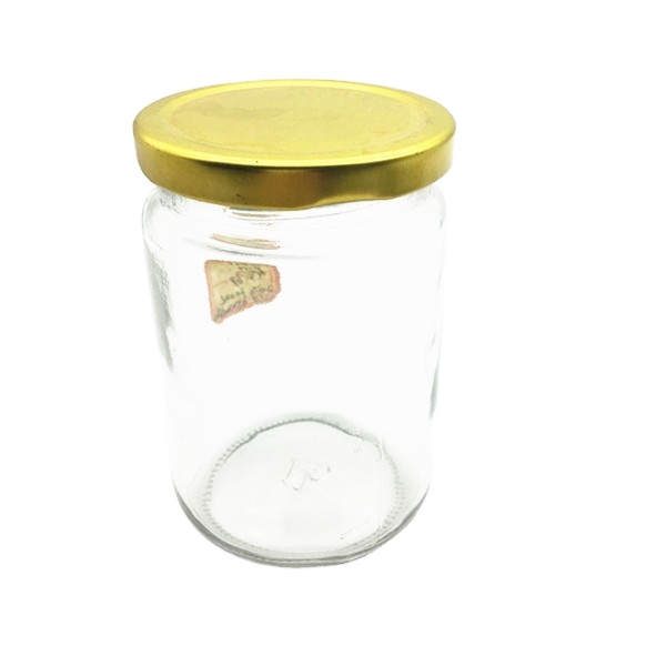 300ml Clear Round Glass Jar with Golden Lid for Jam Pickle