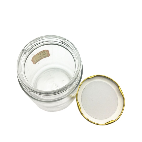 300ml Clear Round Glass Jar with Golden Lid for Jam Pickle
