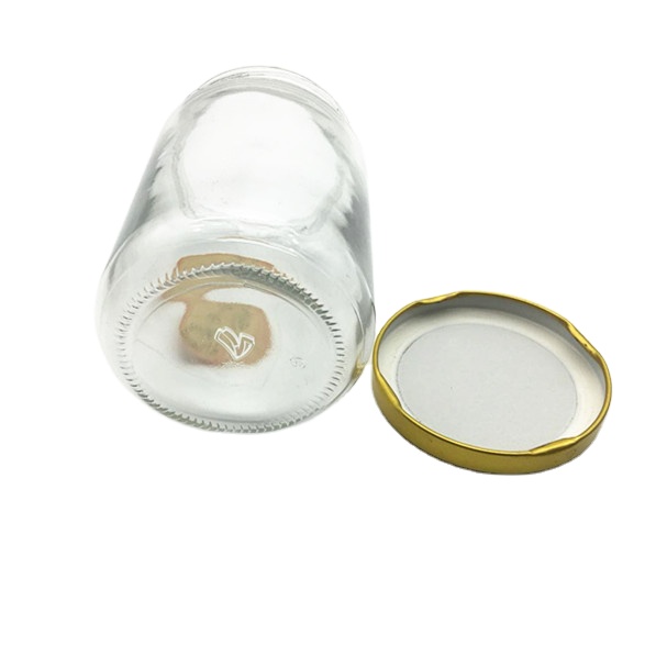 300ml Clear Round Glass Jar with Golden Lid for Jam Pickle