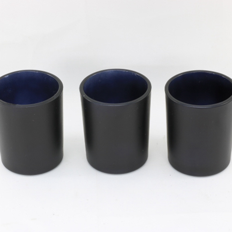 300ml Empty Cylinder Round Frosted black Color Recycled Glass Candle Jar for Wedding Decorative