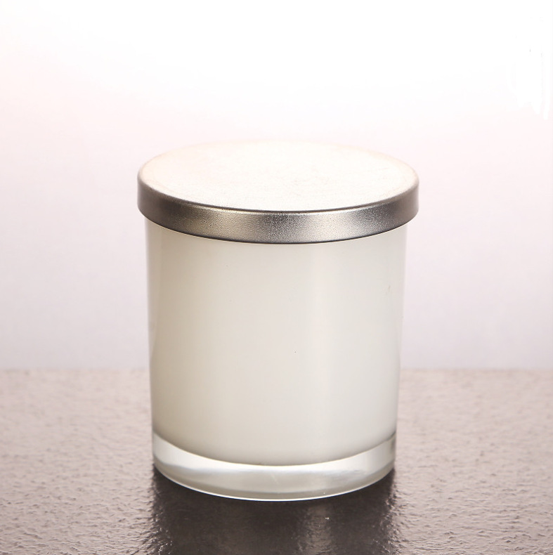 300ml Empty Cylinder Round Frosted black Color Recycled Glass Candle Jar for Wedding Decorative
