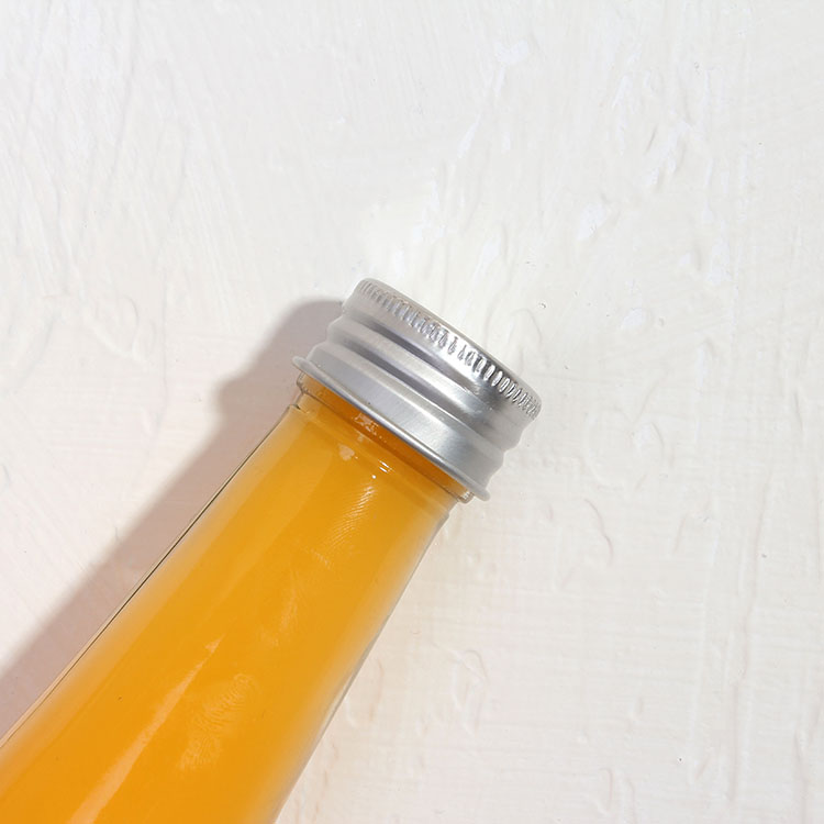 300ml Fancy Shape Taper Glass Juice Bottle Long Neck Glass Beverage Bottle With Screw Cap