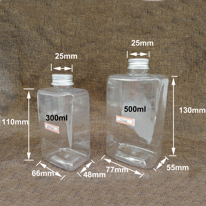 300ml Flat creative juice bottle disposable PET plastic bottle for milk tea cup