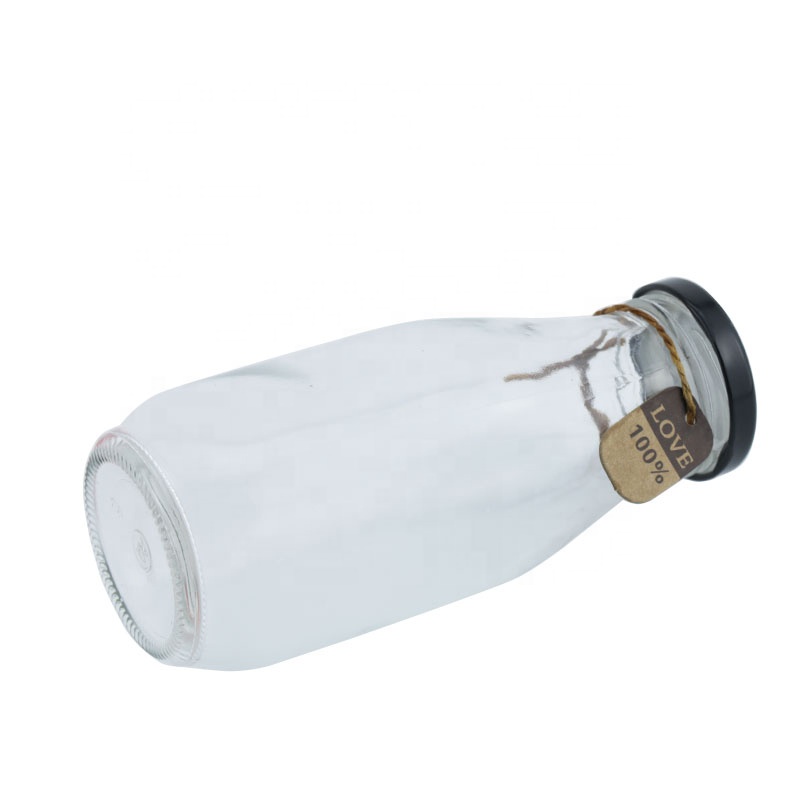 300ml Round Clear Pudding Packaging Glass Bottle With Metal Lid Glass Pudding Bottle Glass Milk Bottle