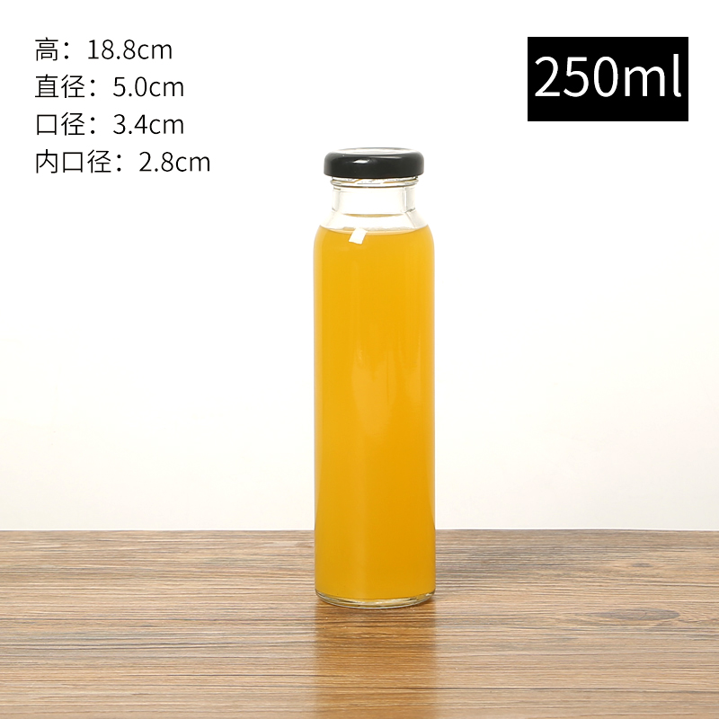 300ml Tea /Beverage /Fruit wine /Juice simple glass bottle with tinplate metal cap