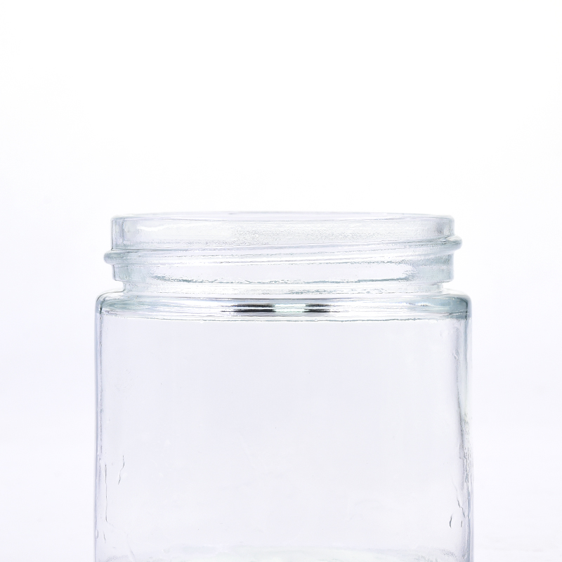 300ml The same caliber straight slide clear round glass jar for weeds herbs skin cream bottle with yellow matte screw lid