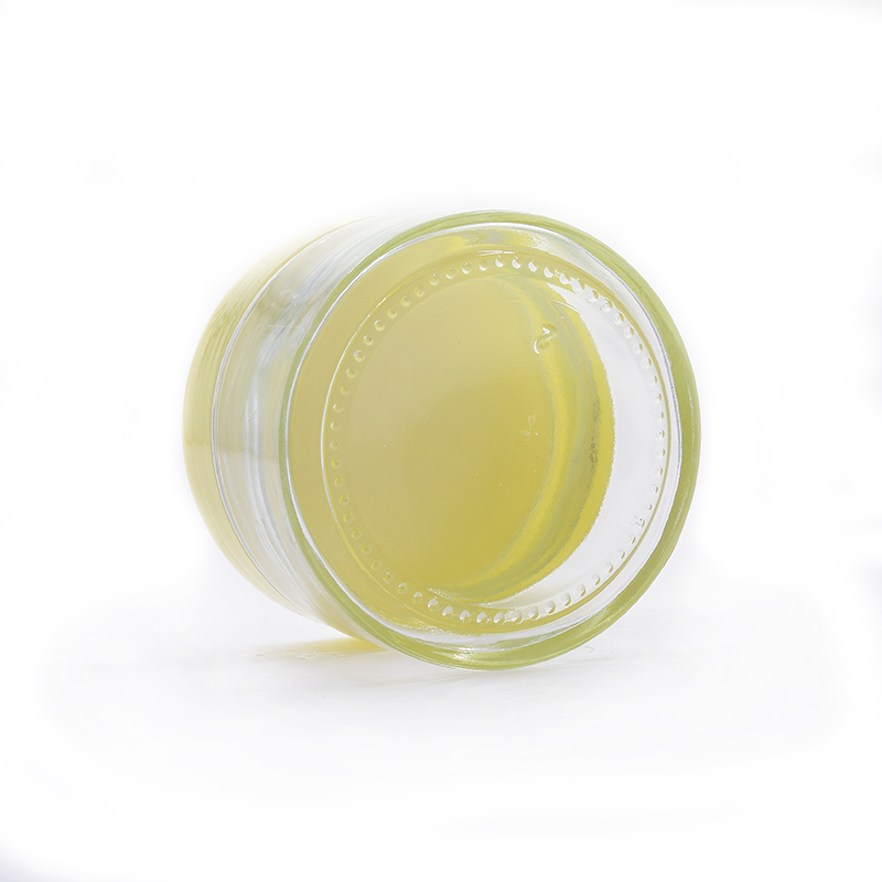 300ml The same caliber straight slide clear round glass jar for weeds herbs skin cream bottle with yellow matte screw lid