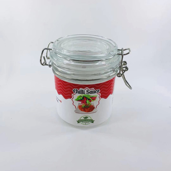 300ml airtight clip top glass jam chilli sauce marmalade jar glass with metal clamp