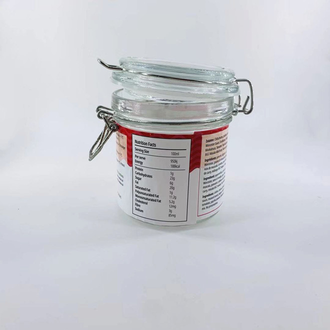 300ml airtight clip top glass jam chilli sauce marmalade jar glass with metal clamp