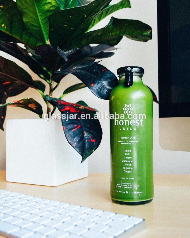 300ml and 500ml silk screen juice use glass bottle with black cap