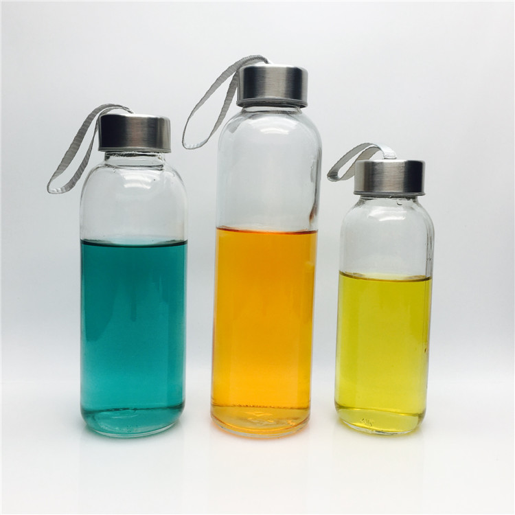 300ml bpa free OEM logo pattern drinking sport water glass bottle with screw cap