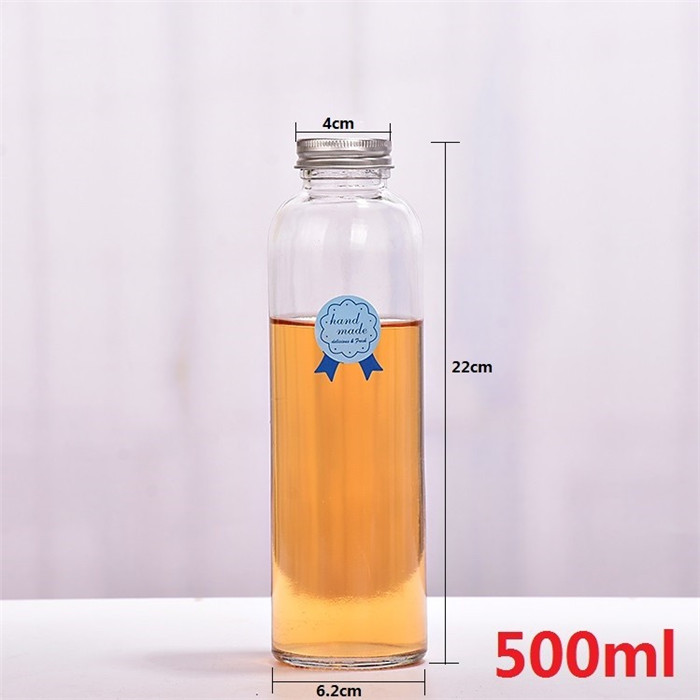300ml clear empty glass beverage bottle,fresh juice bottle with cap