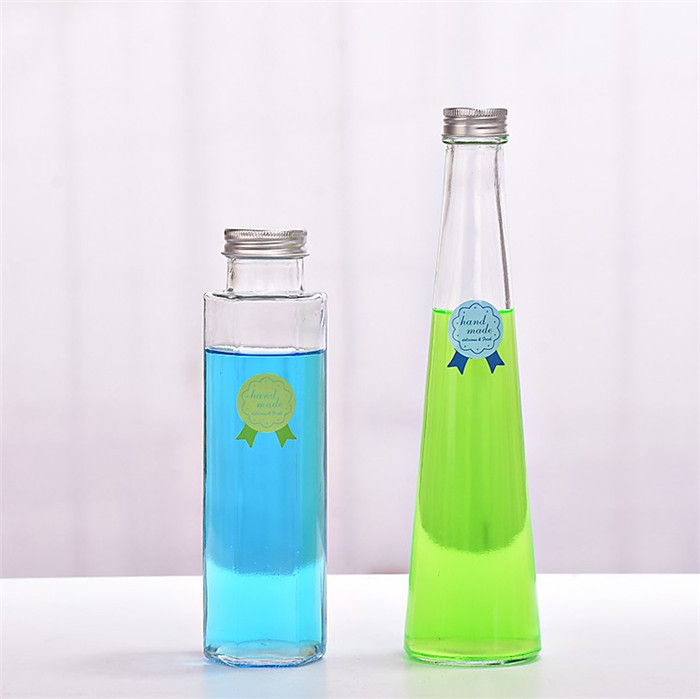 300ml clear empty glass beverage bottle,fresh juice bottle with cap