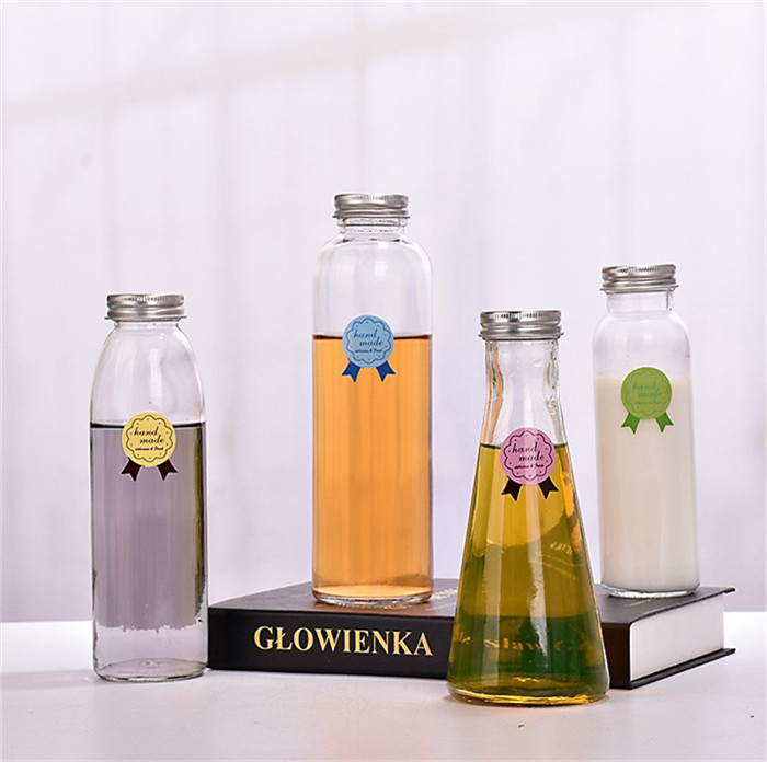 300ml clear empty glass beverage bottle,fresh juice bottle with cap