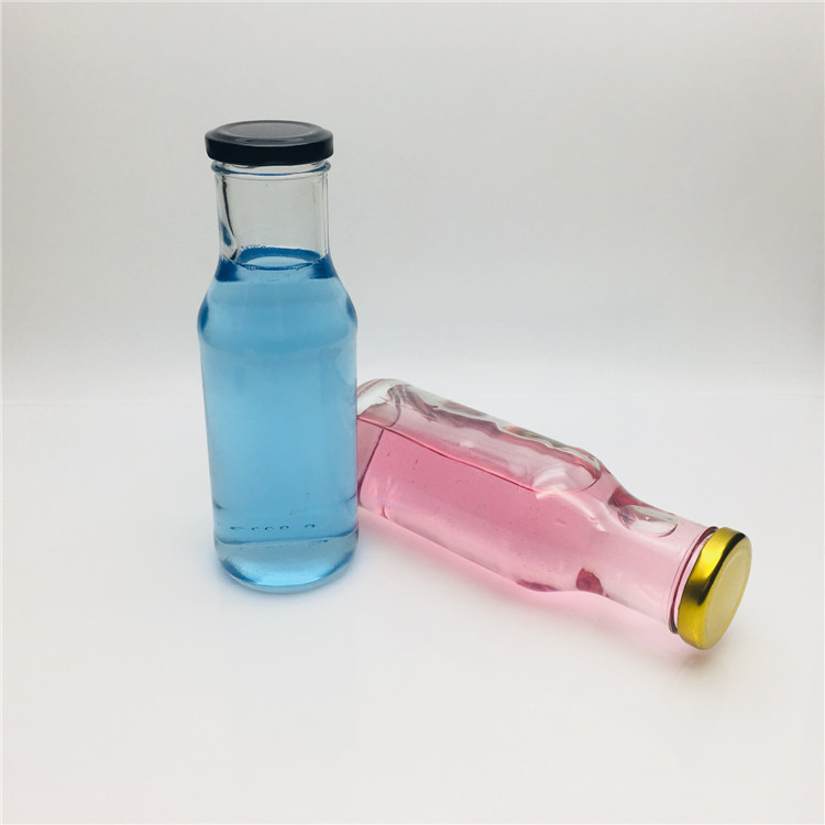 300ml flint glass bottle for juice glass juice bottles with gold covers wholesale