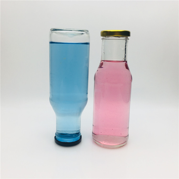 300ml flint glass bottle for juice glass juice bottles with gold covers wholesale