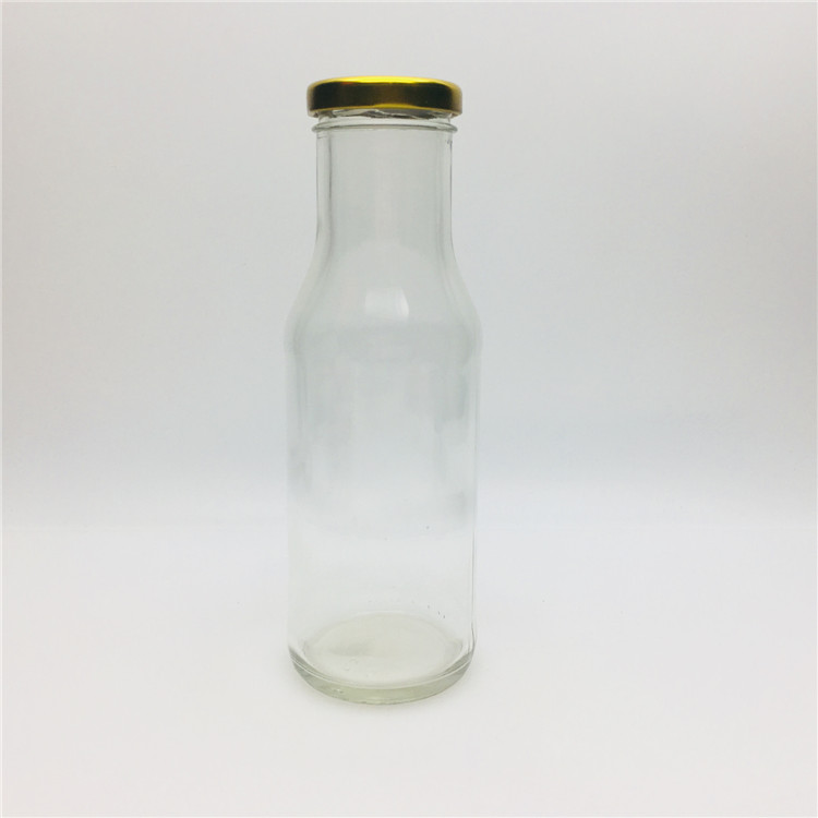 300ml flint glass bottle for juice glass juice bottles with gold covers wholesale