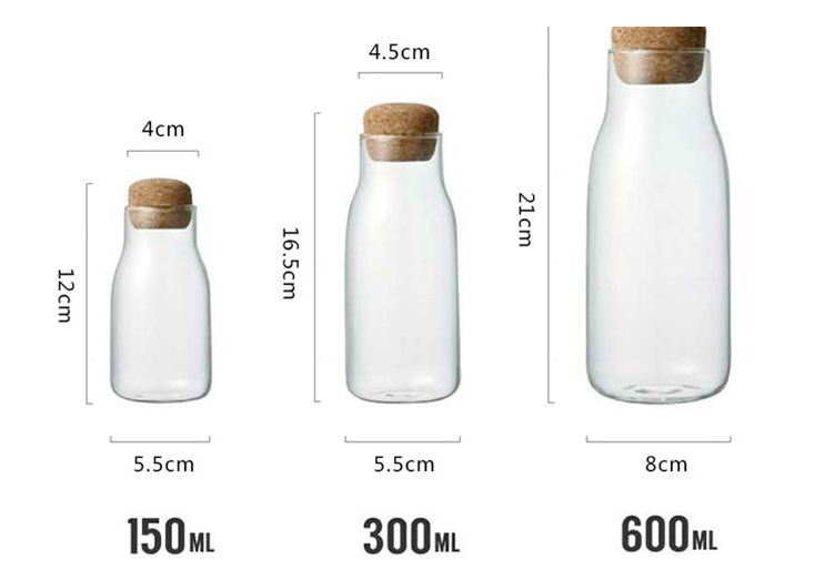 300ml high borocilicate glass food or nuts storage jar set with bamboo lid