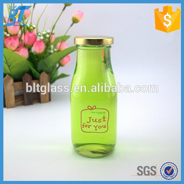300ml milk glass bottle mini glass milk bottle with cap wholesale