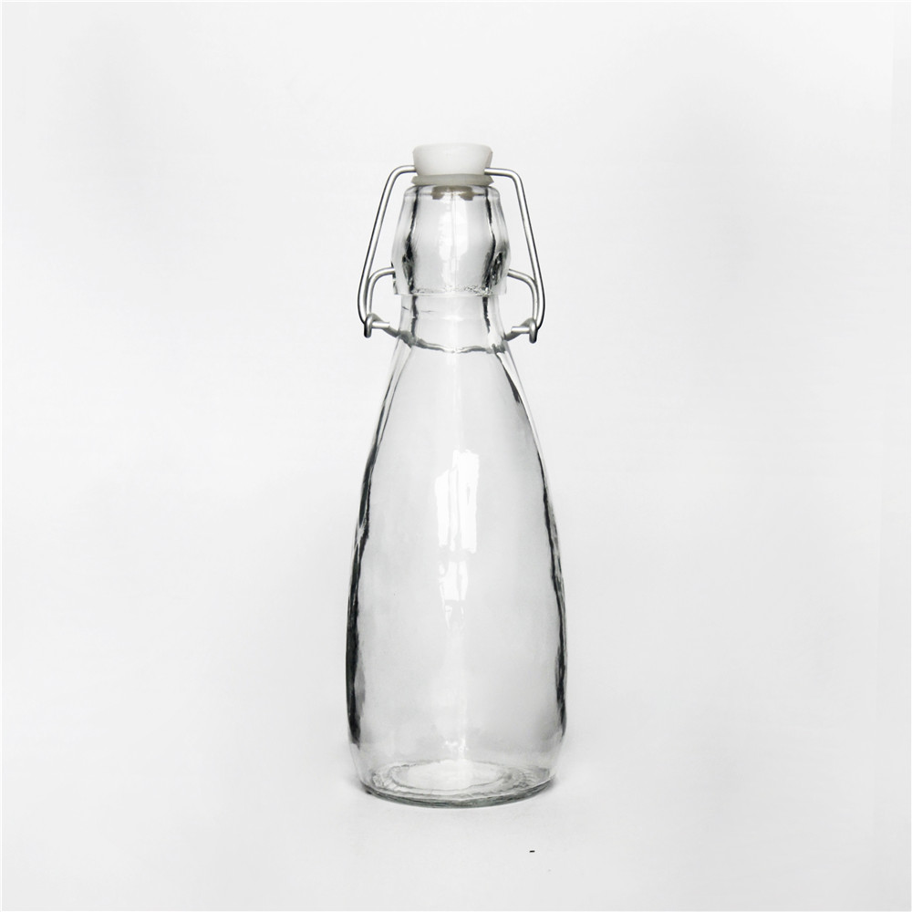 300ml swing lids glass bottle slant irregular round glass bottle private mold
