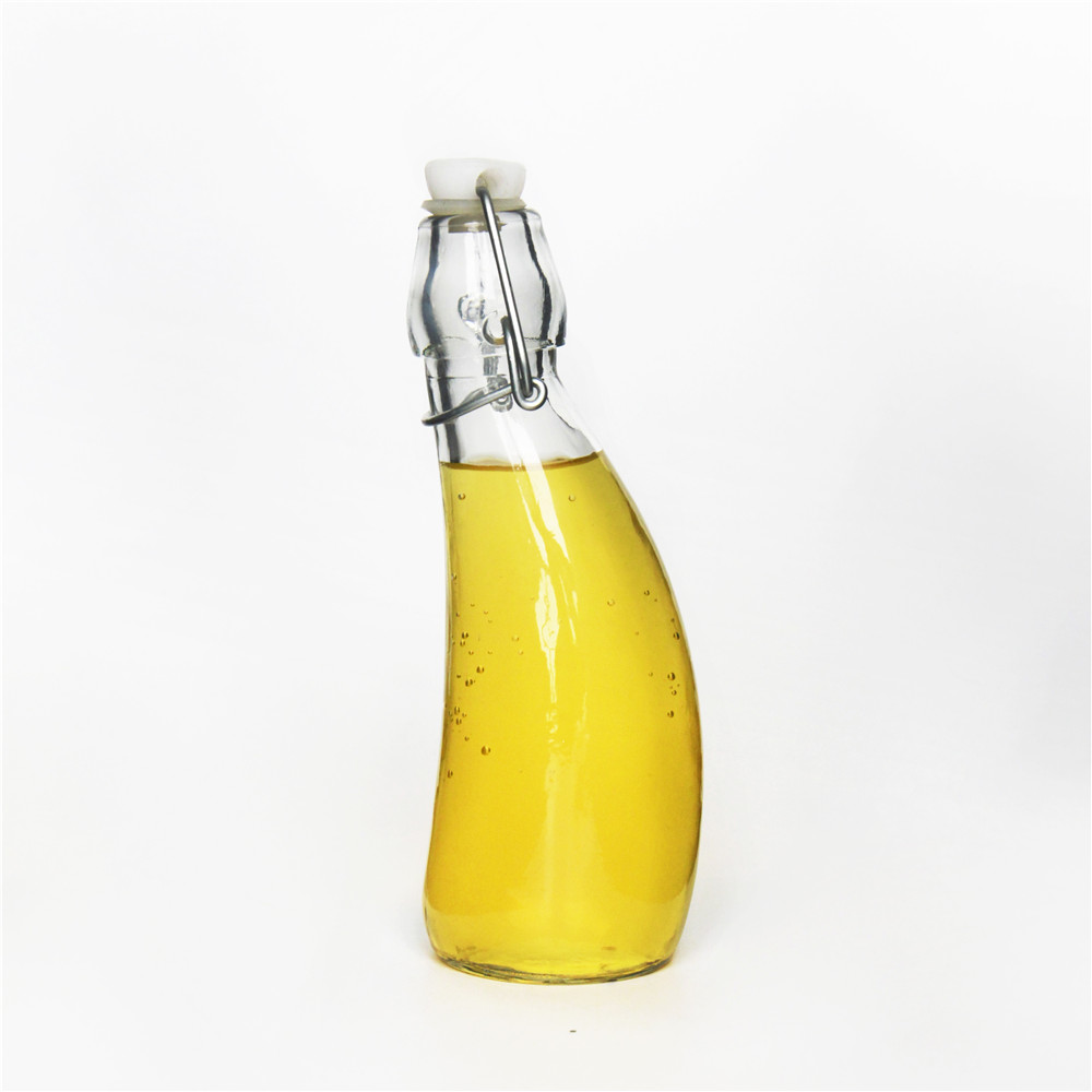300ml swing lids glass bottle slant irregular round glass bottle private mold