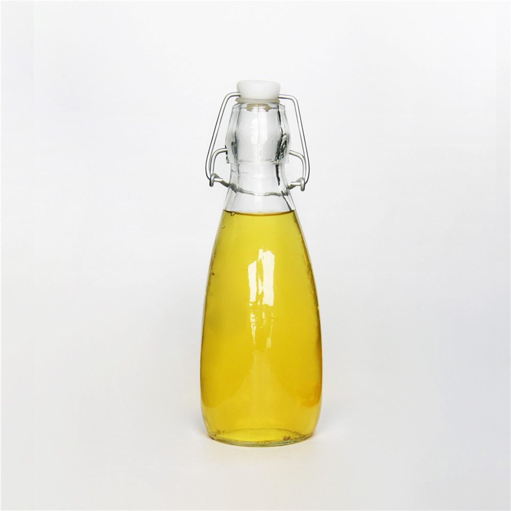 300ml swing lids glass bottle slant irregular round glass bottle private mold