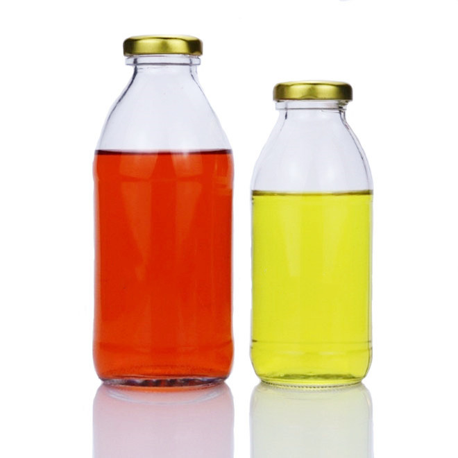 300ml500ml classic clear cheap juice coconut water milk glass bottle with lid