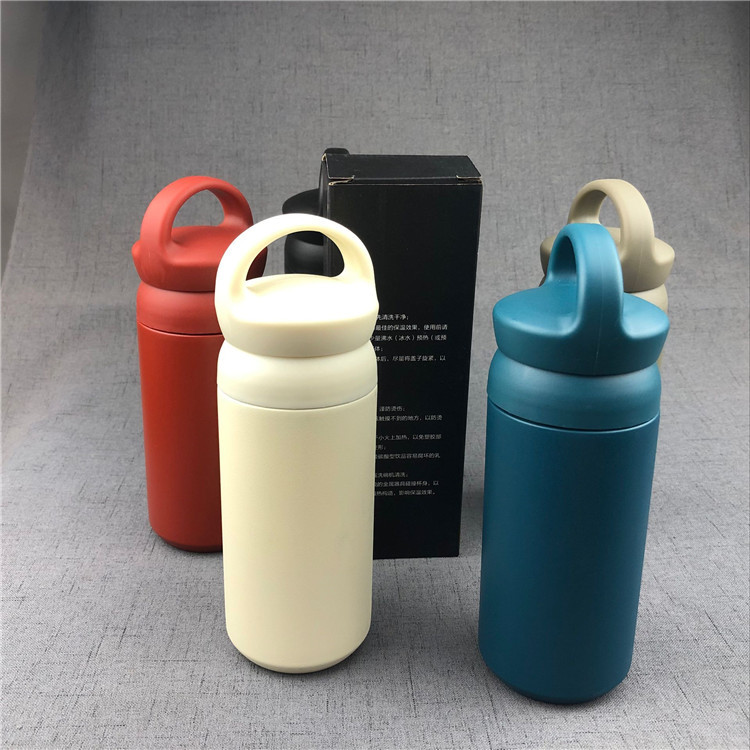 304 Stainless Steel Bottle Double Wall Vacuum Insulated 12OZ 350ml Sports Water Bottle and Flask with Handle Lid