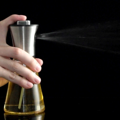 304 Stainless Steel + Glass Oil Spray Can Press Spray Filter Kitchen Utensils Fitness Control Bottle