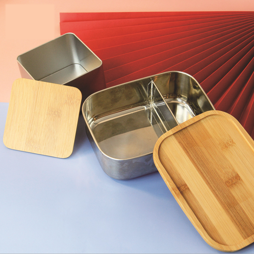 304 Stainless Still Containers with Bamboo Lids Food storage Containers With Bamboo Lid