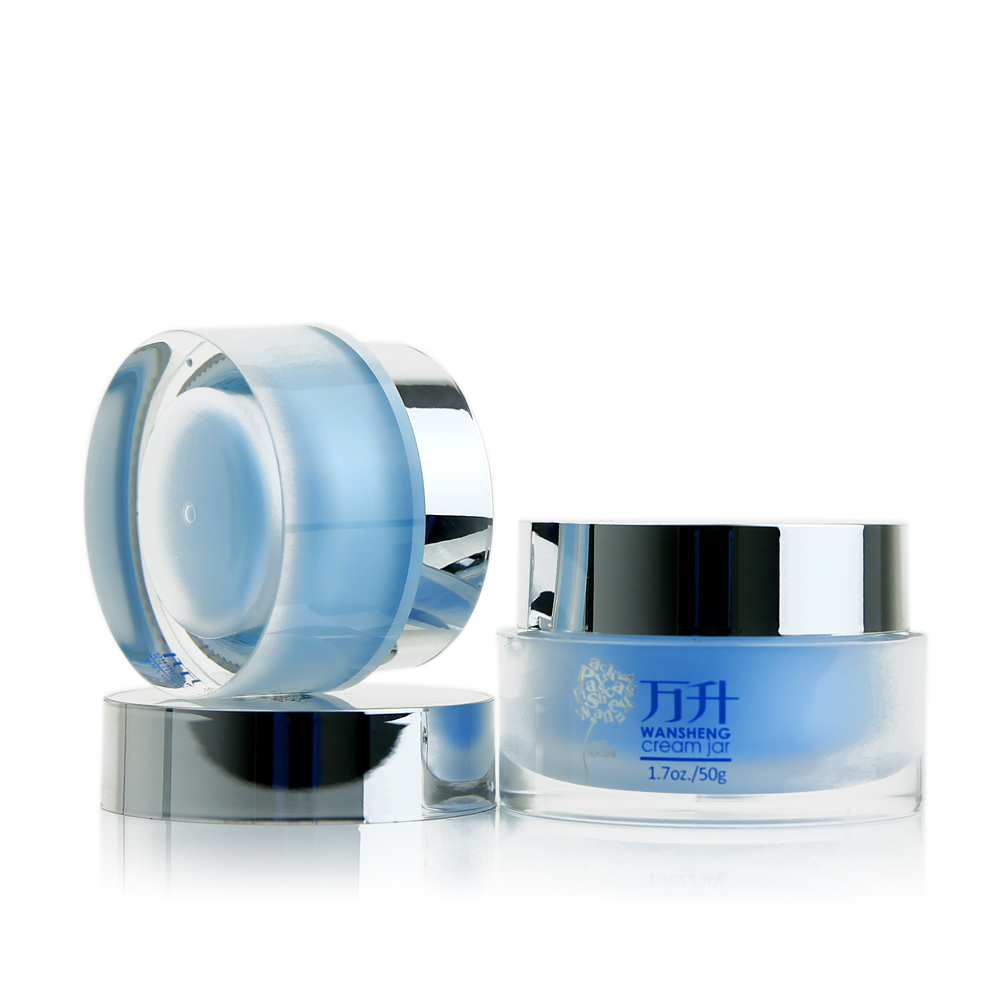 30G Acrylic Jar Face Cream Blue Plastic Cosmetic Jar WO-J