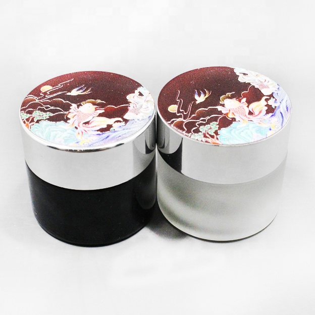 30G High Quality Frosted Glass Cosmetics Packaging Jar With Silver Lid With 3D printing logo