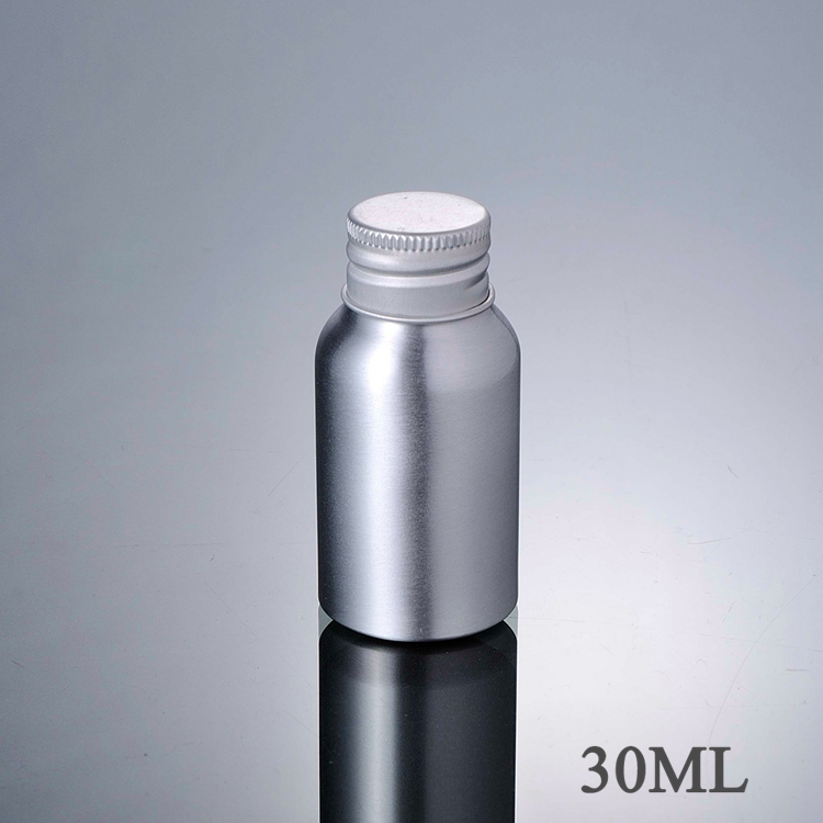 30ML 50ML 100ML 120ML 250ml round cosmetic packaging silver aluminum bottle