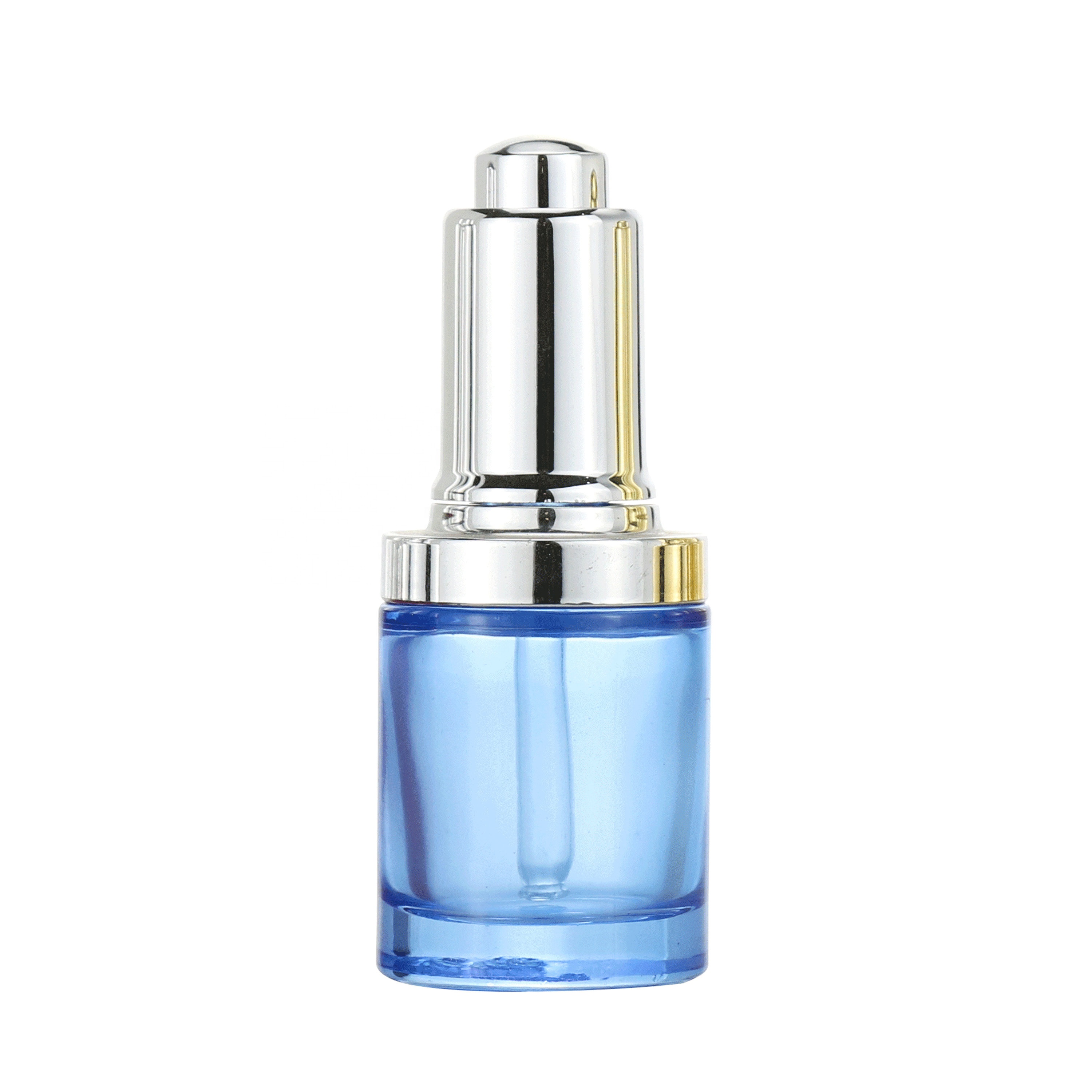 30ML Thick Bottom Clear Glass Flat Shoulder Serum Press Dropper Bottle For Cosmetic Essential Oil Package 1oz