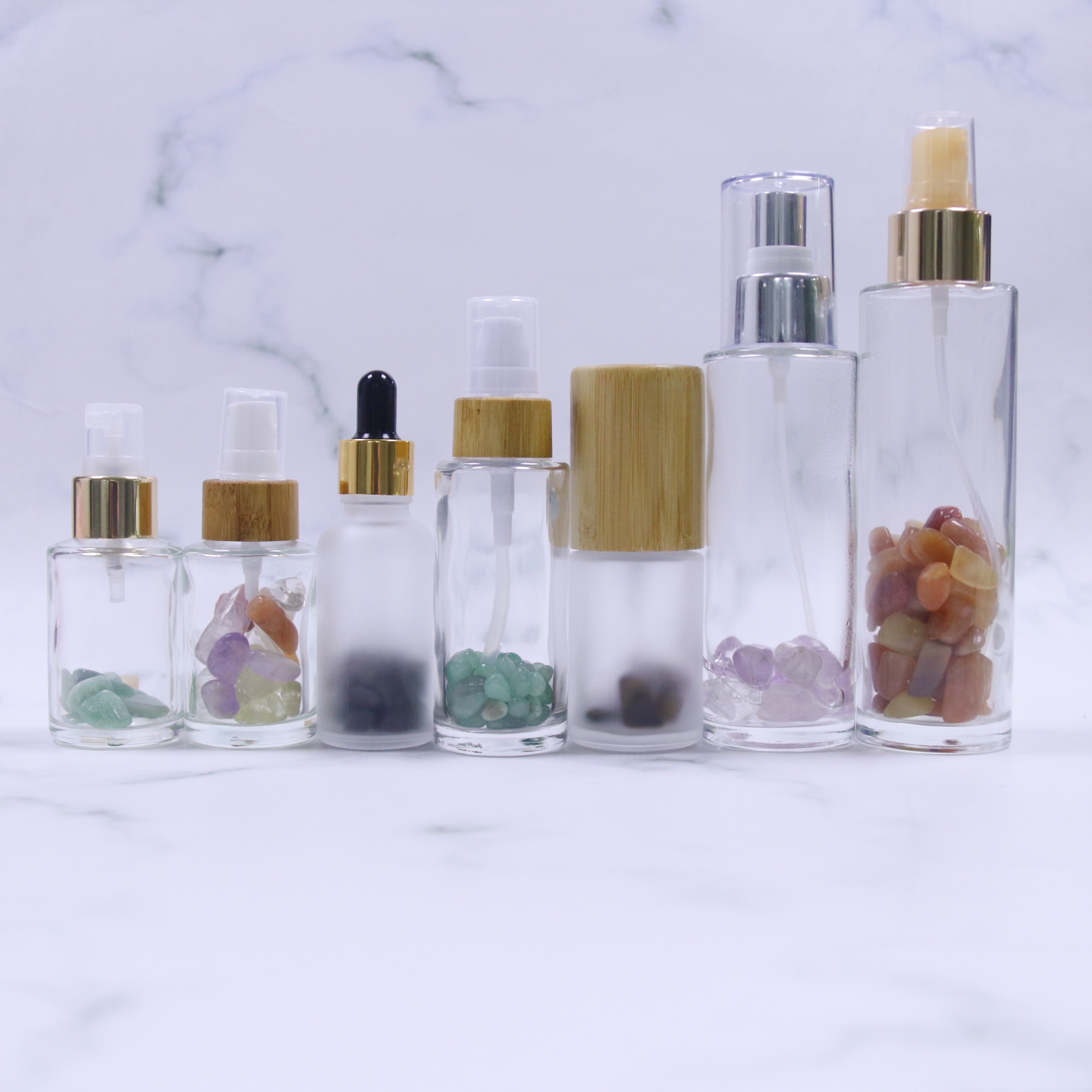 30Ml 50Ml 60Ml 80Ml 100Ml 120Ml 150Ml 250Ml 500Ml Bamboo Natural Crysal Gemstones Lotion Pump Spray Bottle