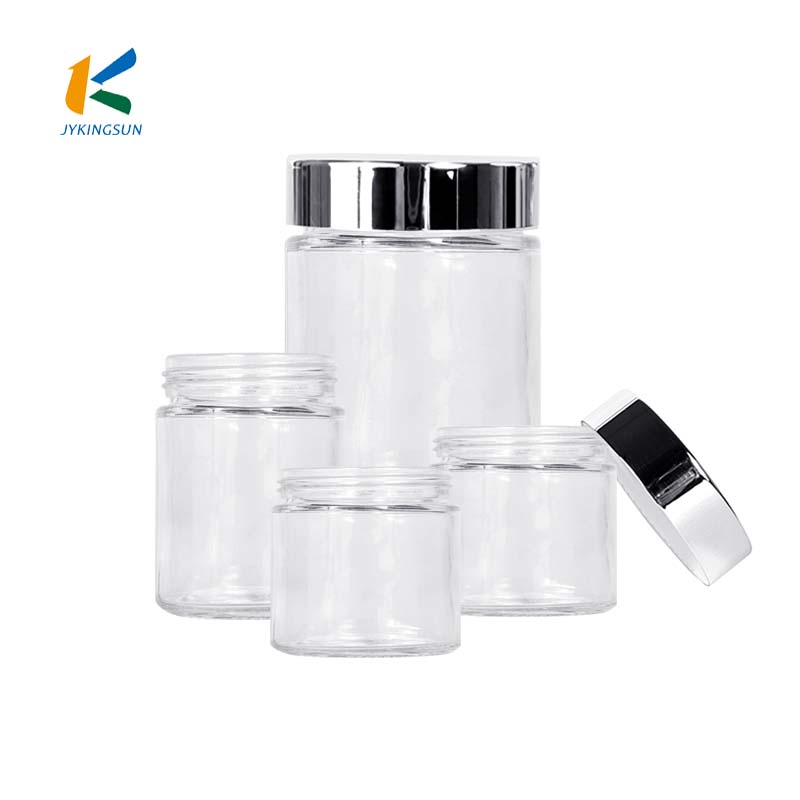 30Ml Cosmetic Clear Glass Empty Cream Jar With Silver Cap