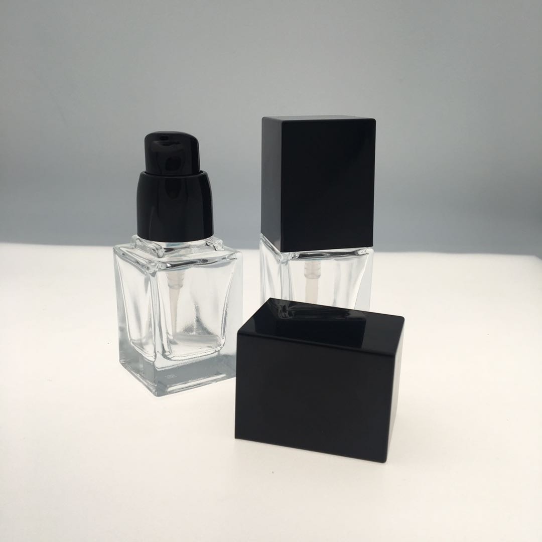 30Ml Matt Glossy Black Frosted Clear Pink Rectangular Glass Bottle