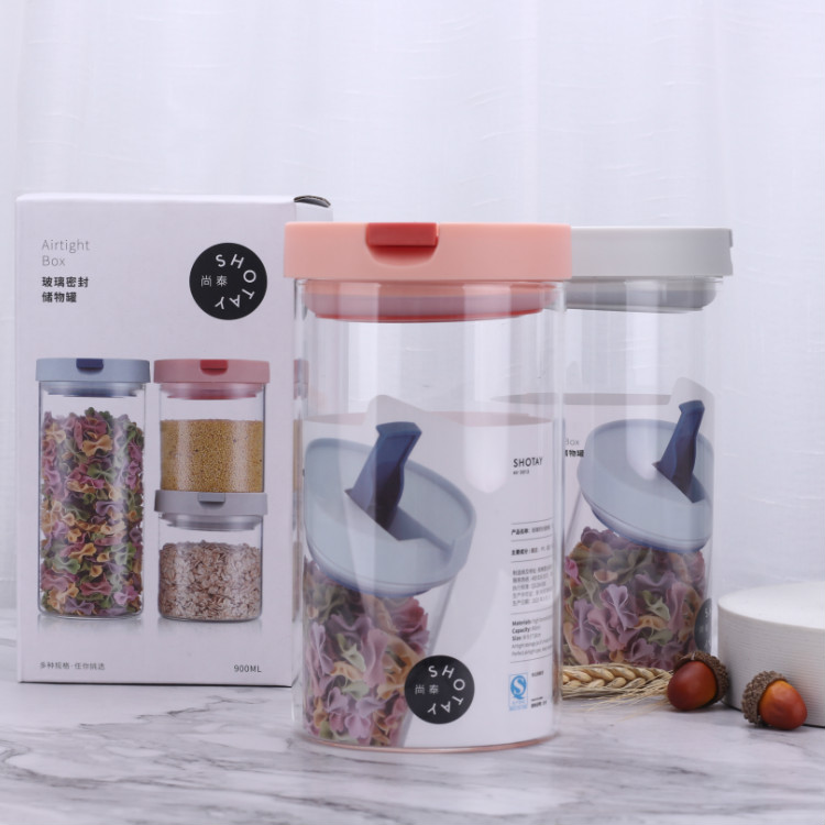 30OZ Glass Jars With Cover Kitchen Food Storage Bottles Mason Spice Jars Candy Storage Tea Box Kitchen Storage Can